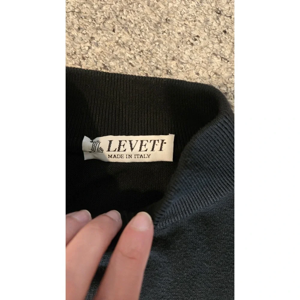 Leveti Mens Made In Italy Black Sweater Size Medium Cotton Modal Mix Comfy Soft